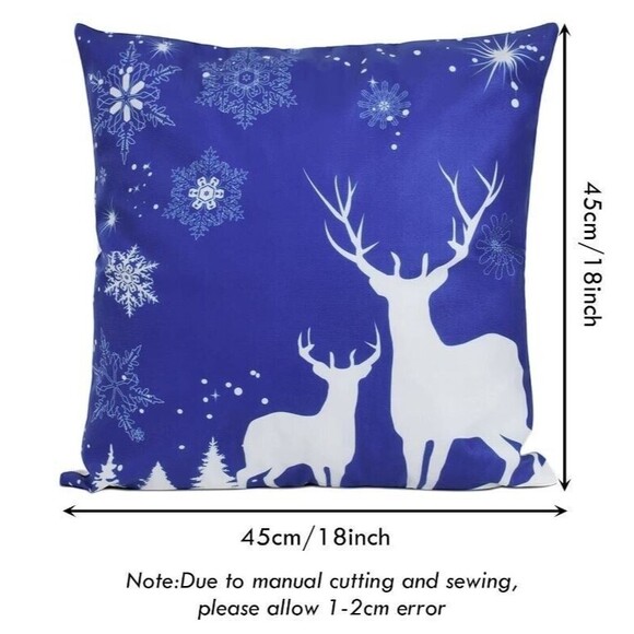 Hopene Plush Christmas Throw Pillow Covers Set of 4 Fleece Reindeer Santa 18x18 - Picture 3 of 6